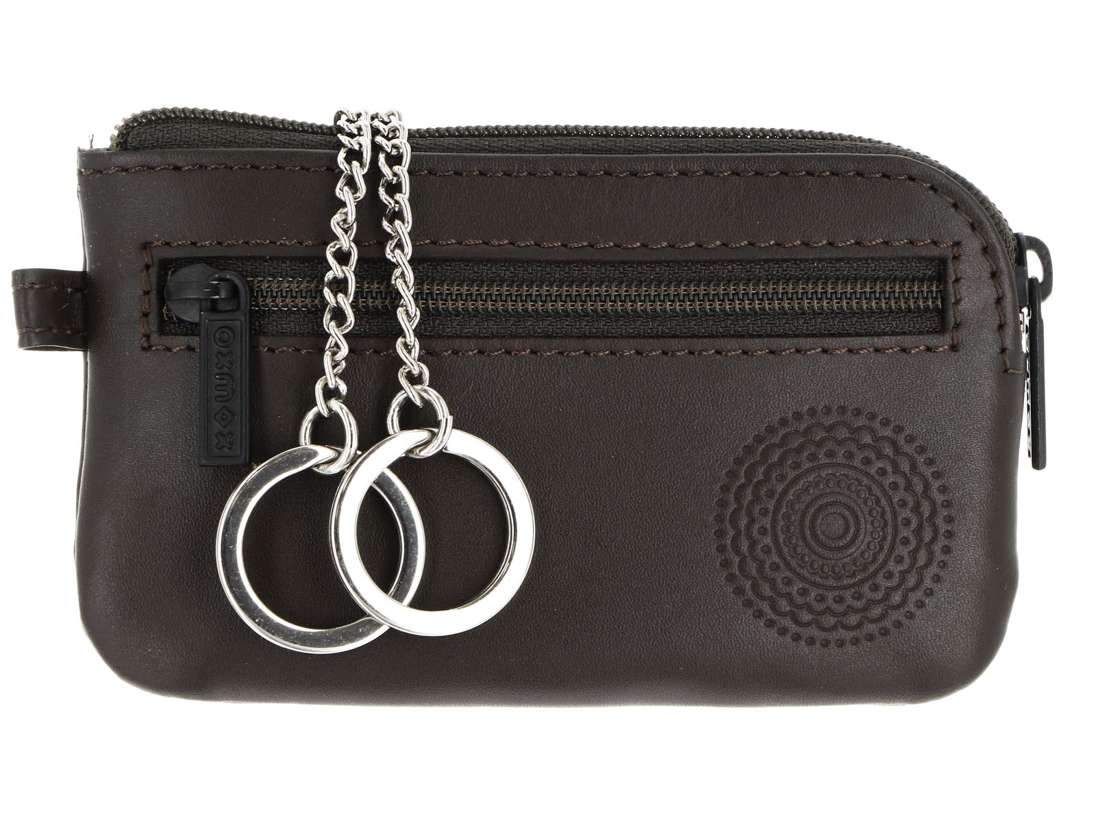 oxmox Leather Keyholder Circle Bloom Embossed Brown oxmox Leather Keyholder Circle Bloom Embossed Brown