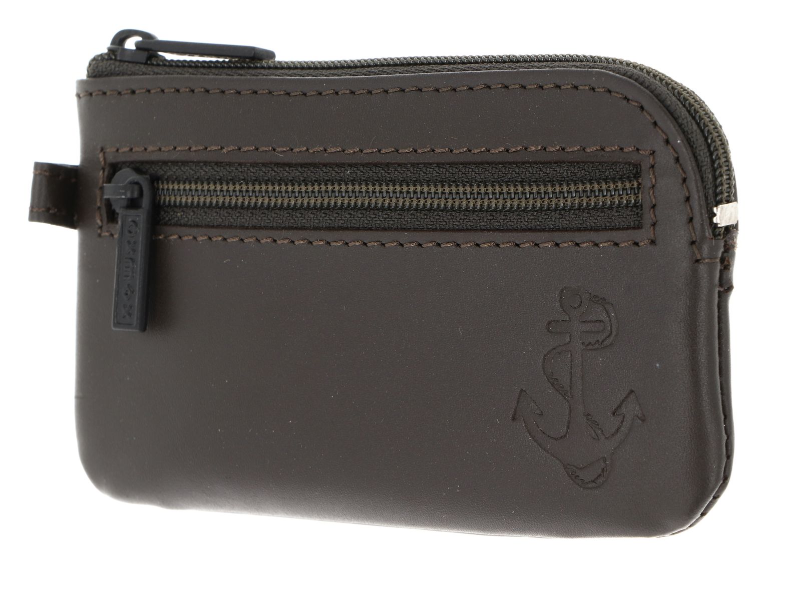 oxmox Leather Keyholder Freedom Anchor Embossed Brown