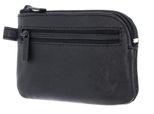 oxmox Leather Keyholder Freedom Anchor Embossed Black