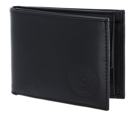oxmox Leather RFID Protect Pocketbörse Circle Bloom Embossed Black