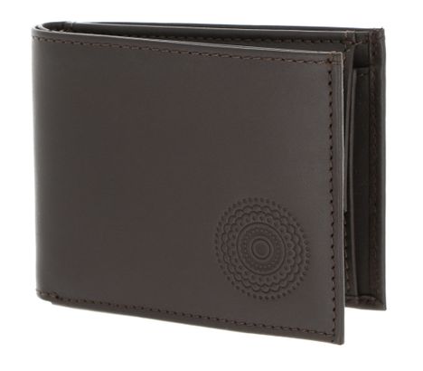 oxmox Leather RFID Protect Pocketbörse Circle Bloom Embossed Brown