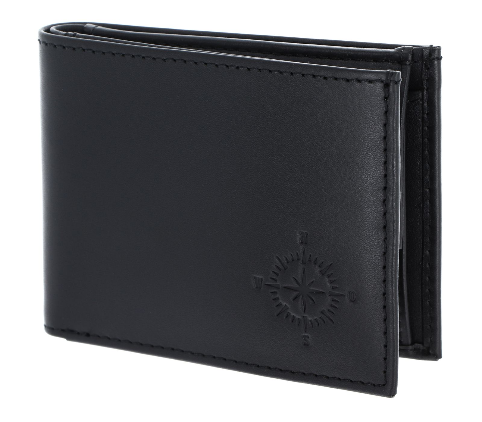 oxmox Leather RFID Protect Pocketbörse Windrose 2.0 Embossed Black
