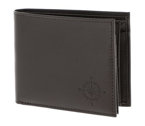 oxmox Leather RFID Protect Querscheinbörse Windrose 2.0 Embossed Brown