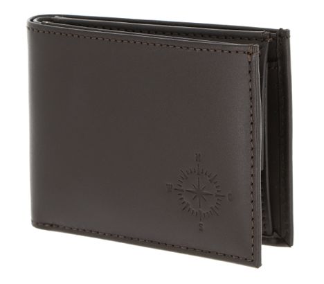oxmox Leather RFID Protect Pocketbörse Windrose 2.0 Embossed Brown