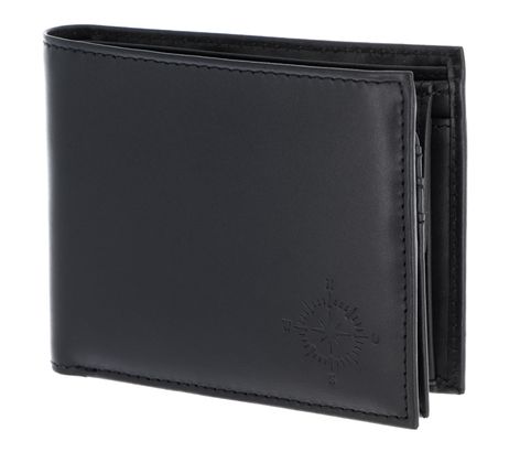 oxmox Leather RFID Protect Querscheinbörse Windrose 2.0 Embossed Black