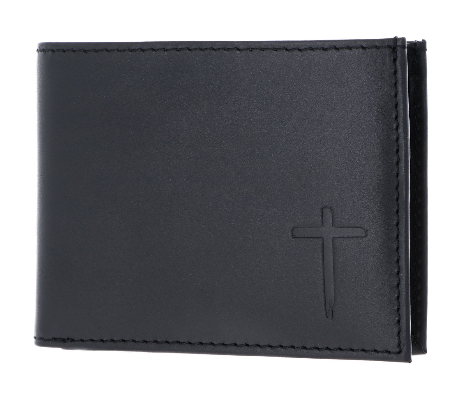 oxmox Leather RFID Protect Pocketbörse Freedom Cross Embossed Black