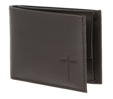 oxmox Leather RFID Protect Pocketbörse Freedom Cross Embossed Brown