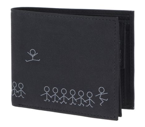 oxmox New Cryptan RFID Protect Querscheinbörse Jumping Jack 2.0 Print Grey Black