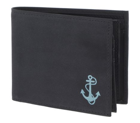 oxmox New Cryptan RFID Protect Querscheinbörse Freedom Anchor Print Cyan Black