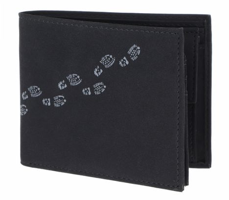 oxmox New Cryptan RFID Protect Querscheinbörse Footsteps 2.0 Print Grey Black