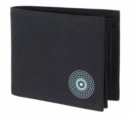 oxmox New Cryptan RFID Protect Querscheinbörse Circle Bloom Print Cyan Black