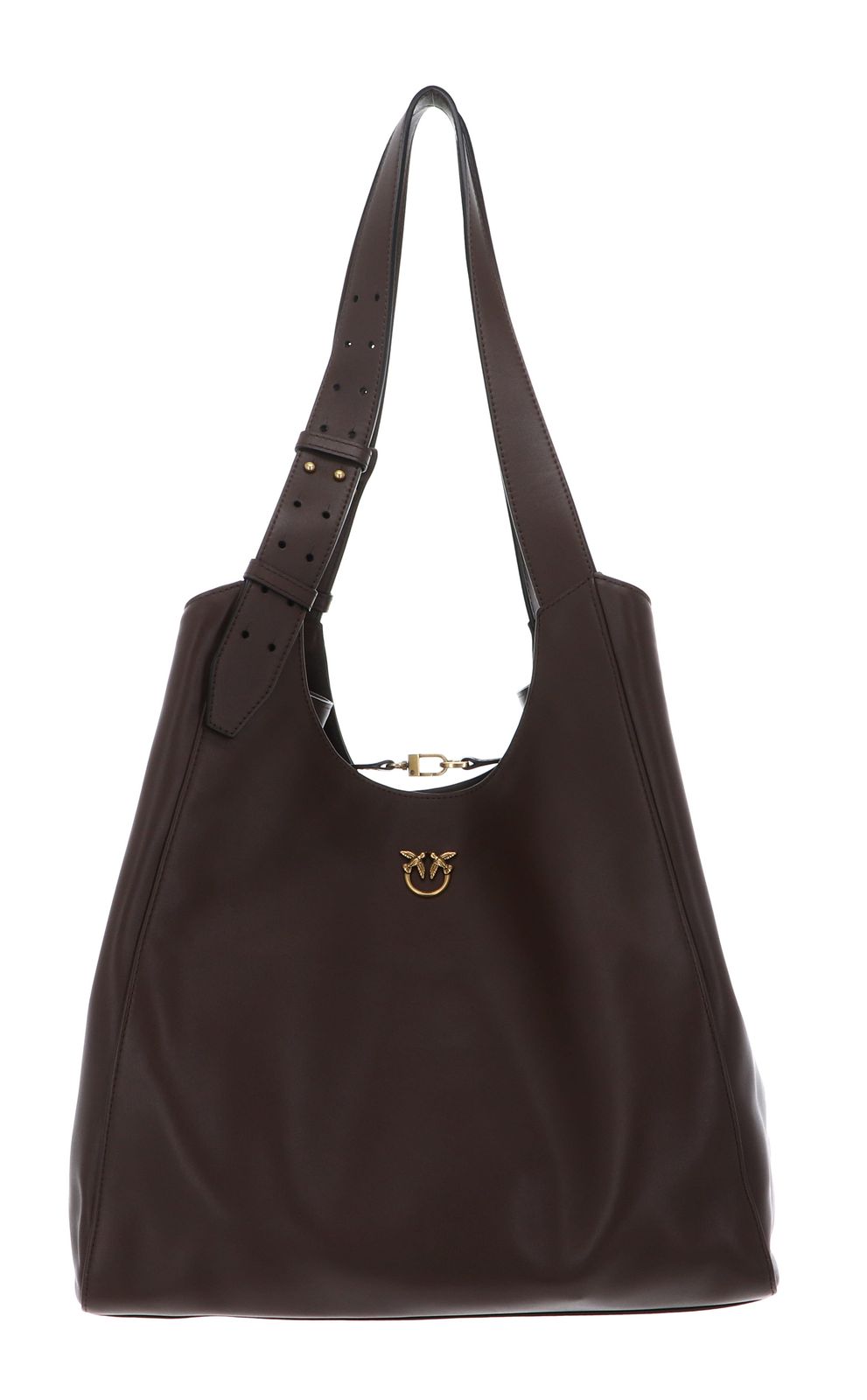 PINKO Tote Classic Belt Marrone Castano - Antique Gold