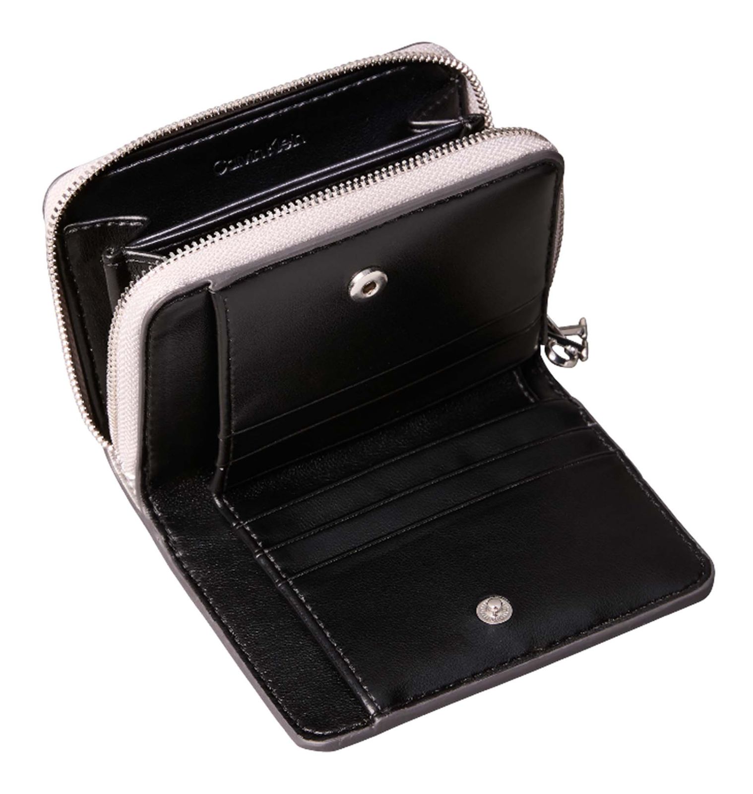 Calvin Klein CK Metallic Flap Zip Around Wallet Silver Metallic Calvin Klein CK Metallic Flap Zip Around Wallet Silver Metallic