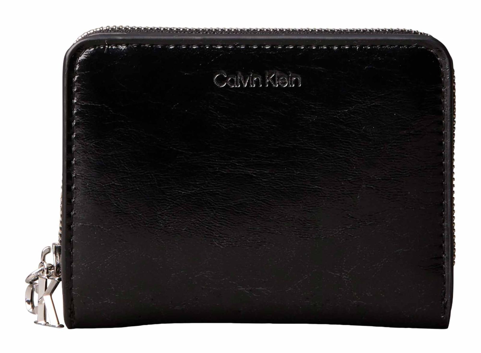 Calvin Klein CK Metallic Flap Zip Around Wallet Black