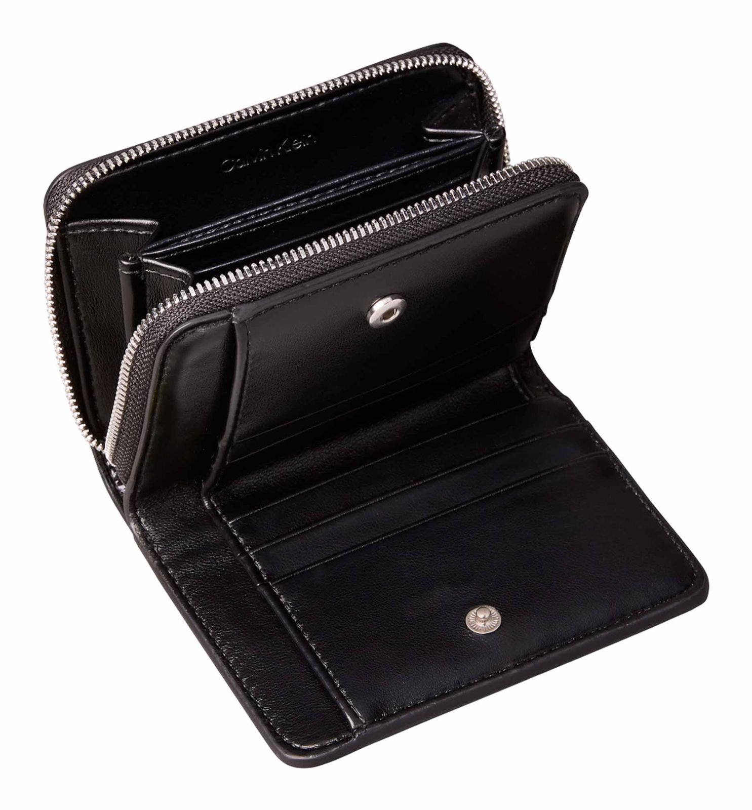 Calvin Klein CK Metallic Flap Zip Around Wallet Black Calvin Klein CK Metallic Flap Zip Around Wallet Black