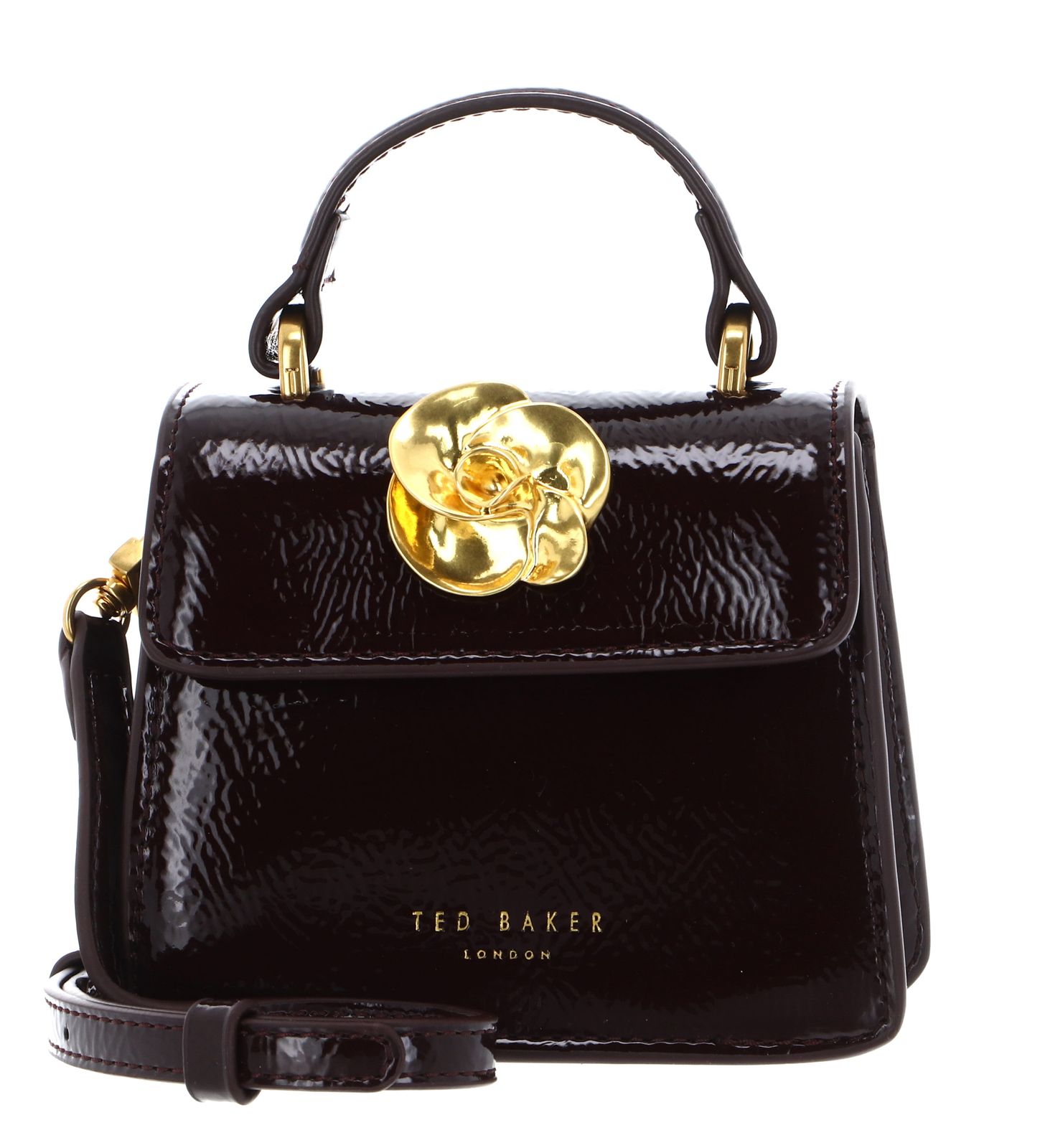 Ted Baker Roselah Rose Detail Square Mini Top Handle Bag Wine
