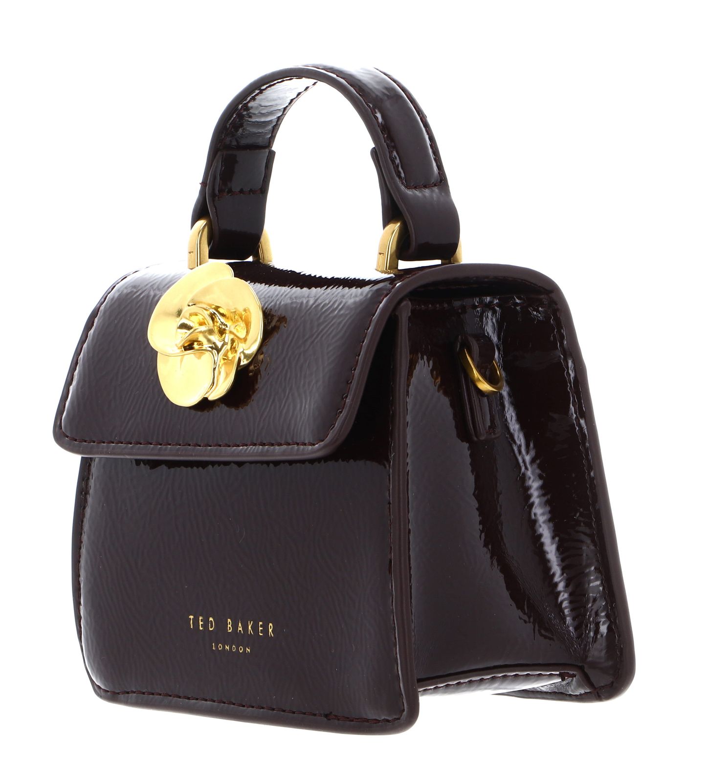 Ted Baker Roselah Rose Detail Square Mini Top Handle Bag Wine Ted Baker Roselah Rose Detail Square Mini Top Handle Bag Wine