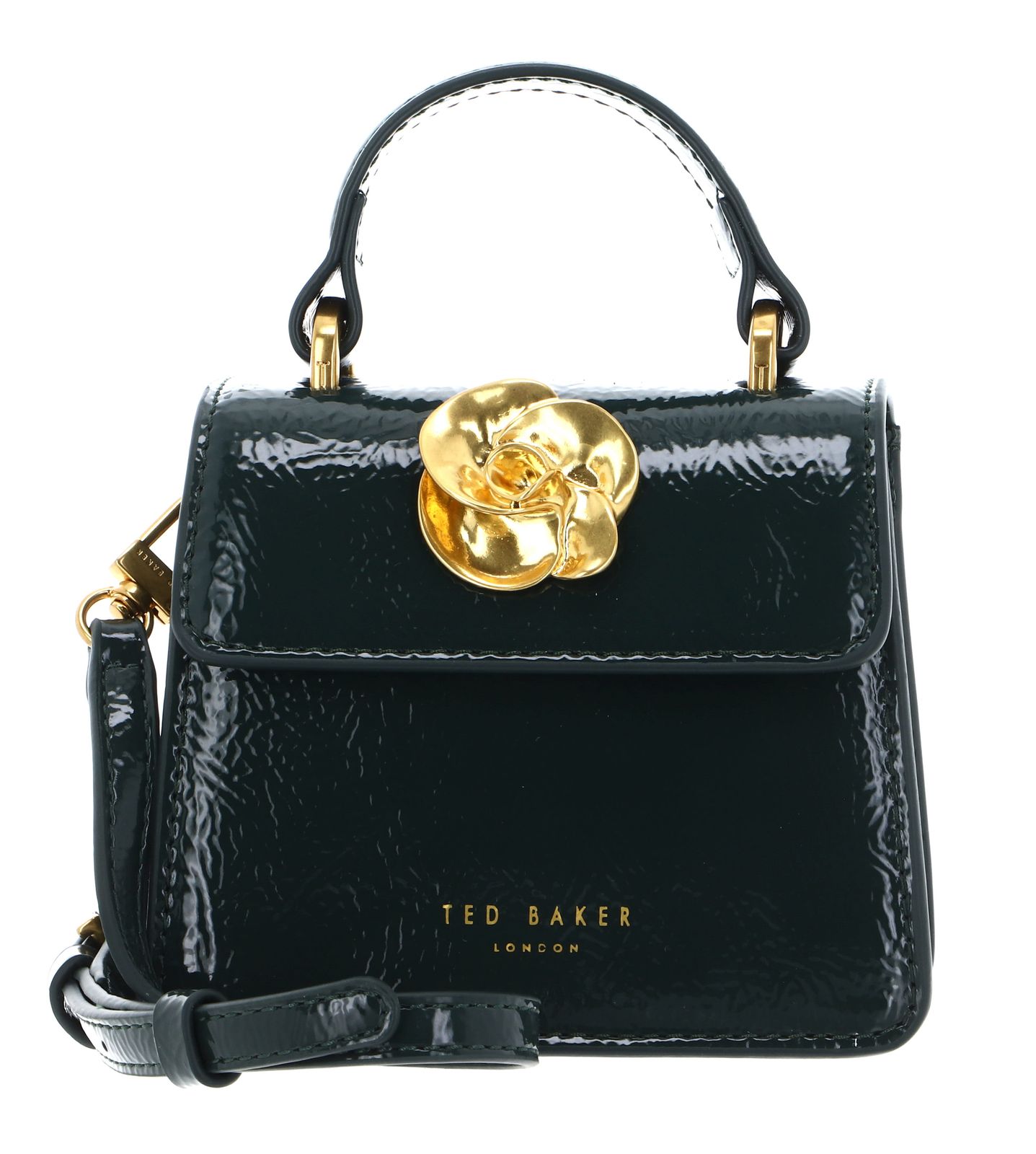 Ted Baker Roselah Rose Detail Square Mini Top Handle Bag Dark Green