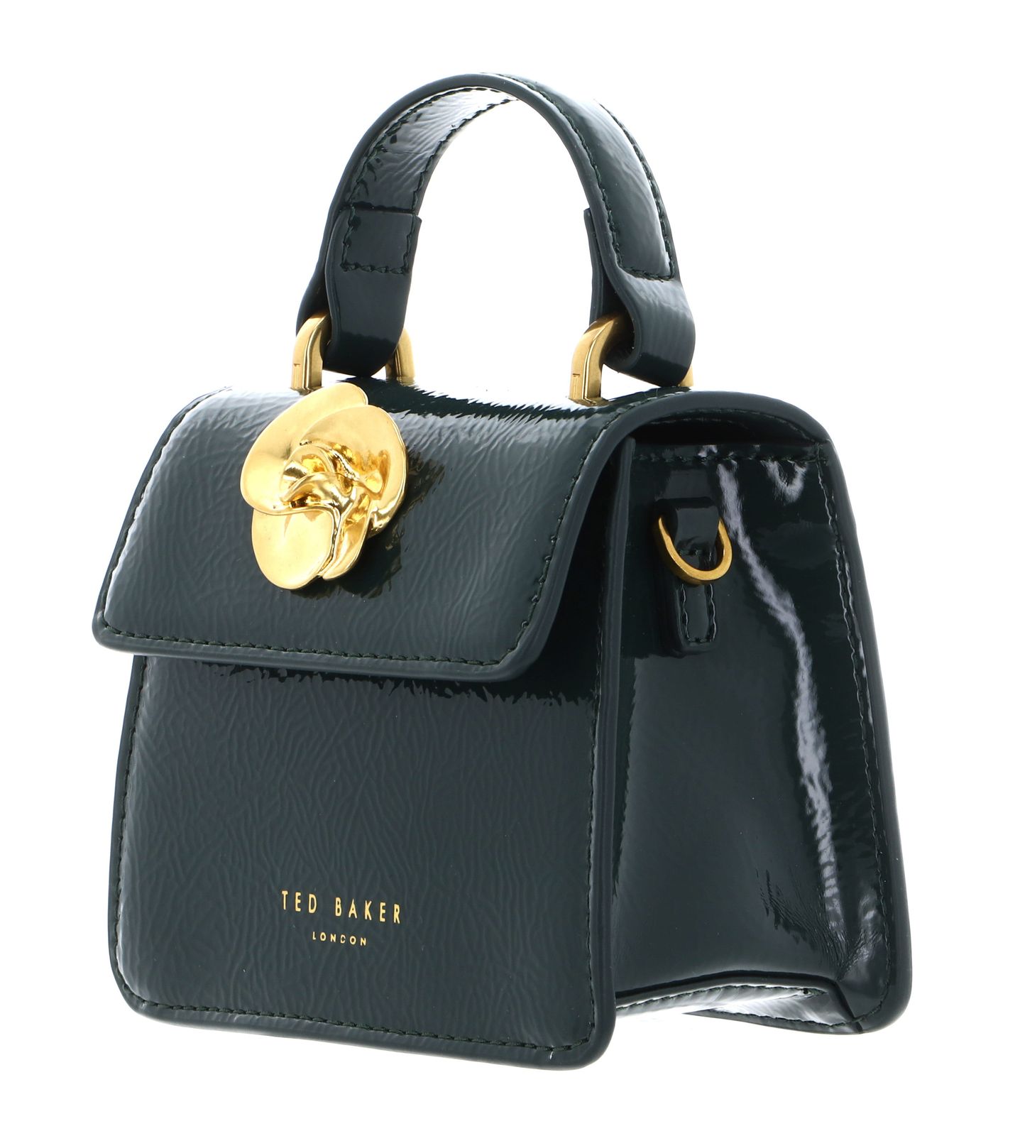 Ted Baker Roselah Rose Detail Square Mini Top Handle Bag Dark Green Ted Baker Roselah Rose Detail Square Mini Top Handle Bag Dark Green