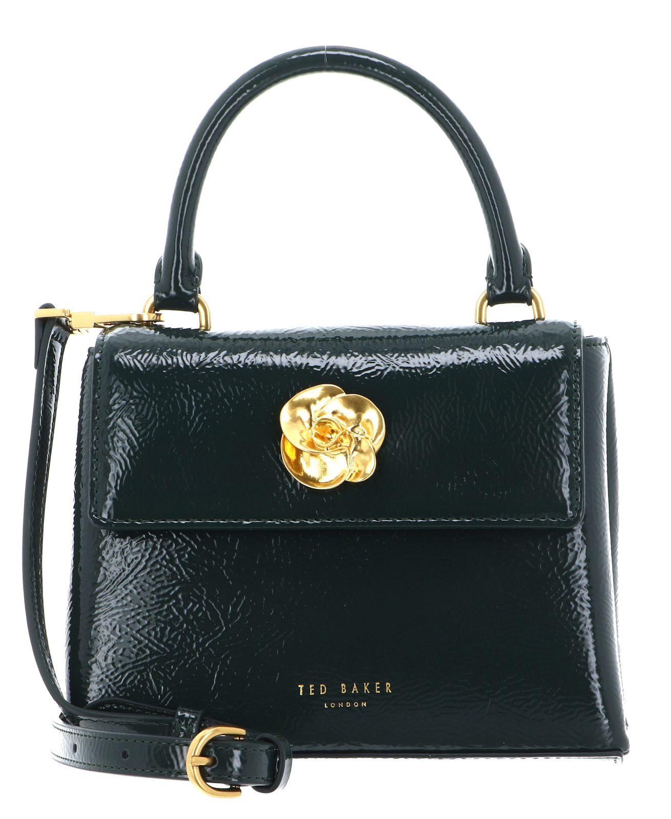 Ted Baker Roseau Rose Detail Mini Crinkle Bag Dark Green