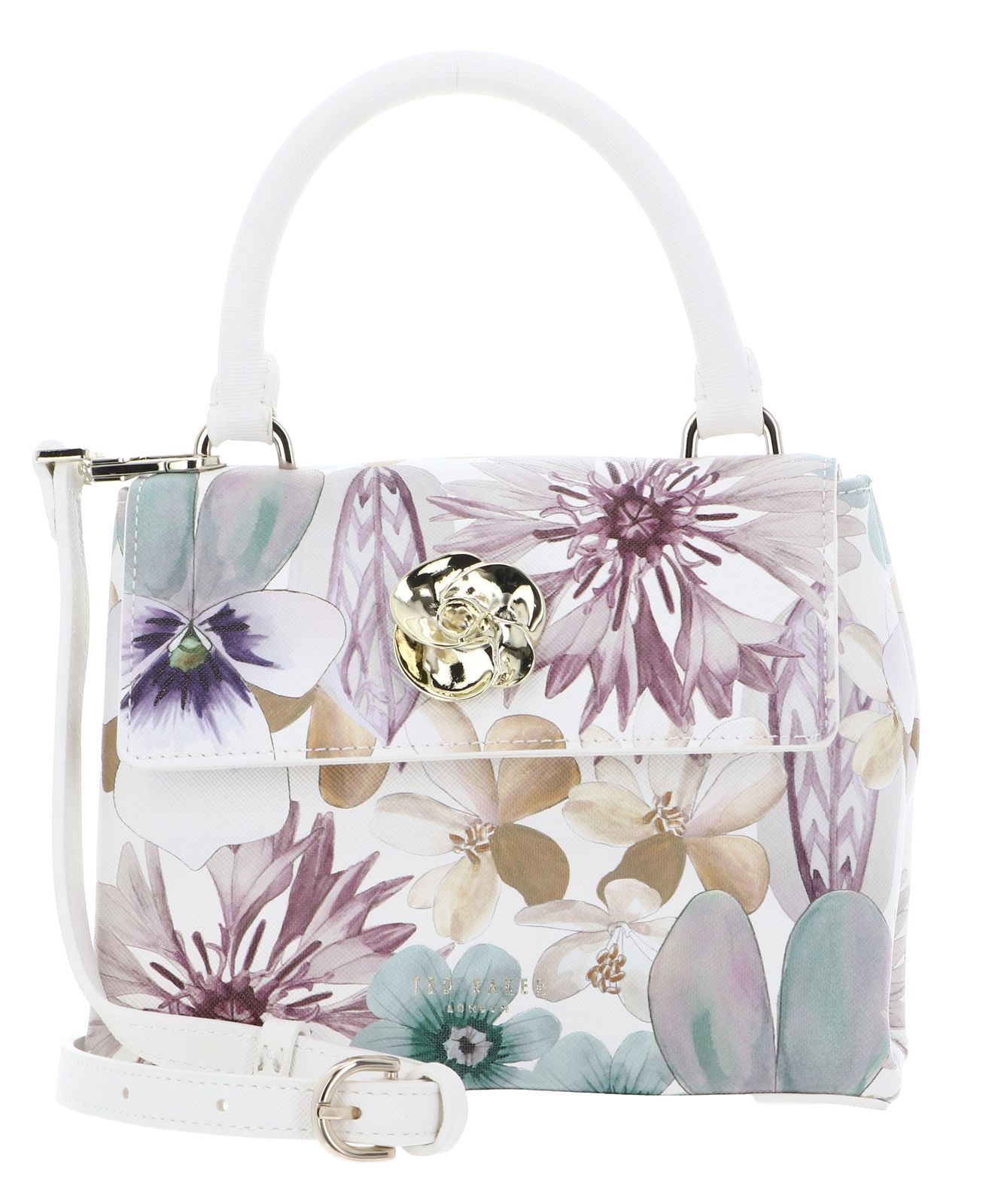 Ted Baker Helensi Petal Print Mini Top Handle Bag White