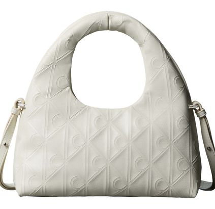 Calvin Klein Emblem AOP Puffer Bag With Strap Lily White