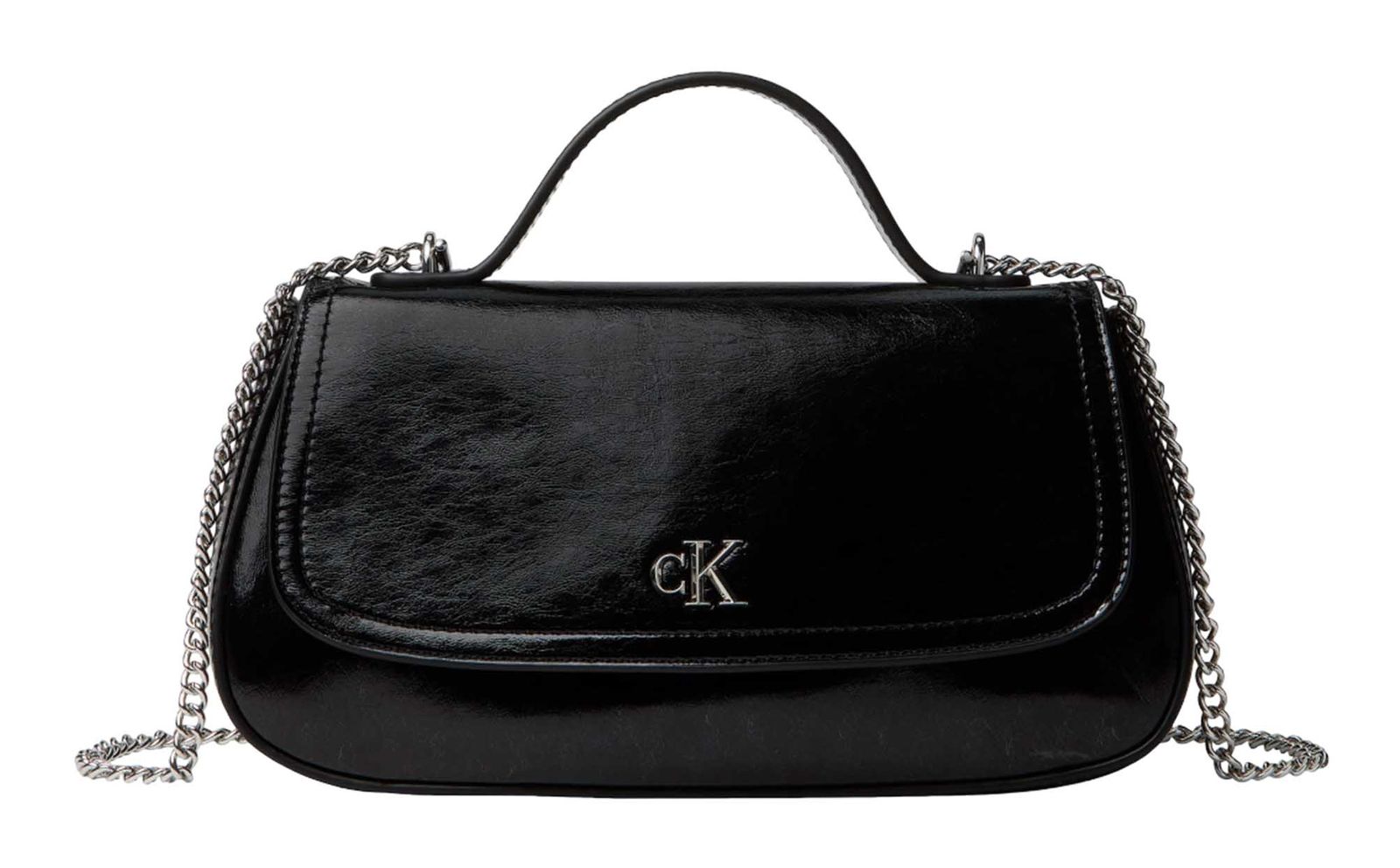 Calvin Klein CK Metallic Top Handle Chain Bag Black