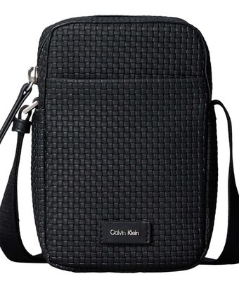 Calvin Klein Embossed Woven Slim Reporter Black