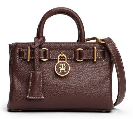 TOMMY HILFIGER American Icon Micro Tote Leather Rich Walnut