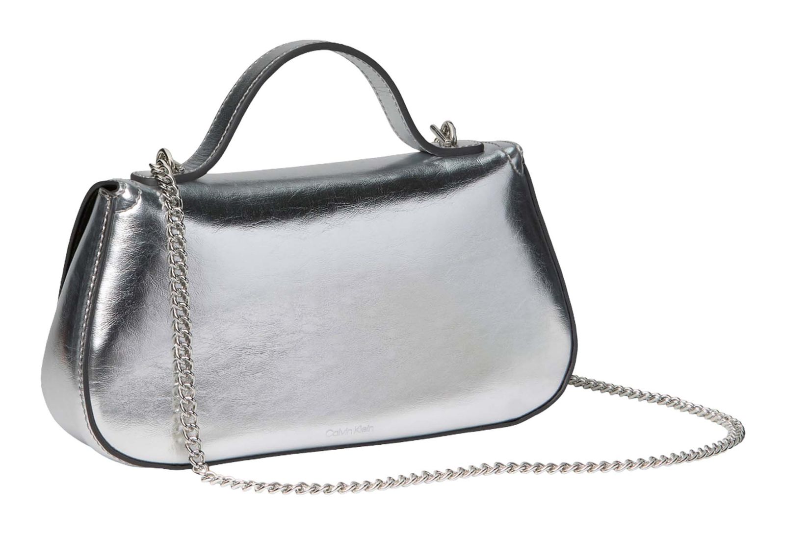 Calvin Klein CK Metallic Top Handle Chain Bag Silver Metallic Calvin Klein CK Metallic Top Handle Chain Bag Silver Metallic