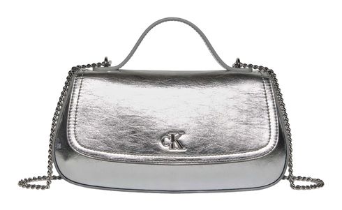 Calvin Klein CK Metallic Top Handle Chain Bag Silver Metallic