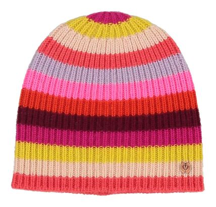 FRAAS Signature Multi Stripe Knit Slouch Beanie Coral