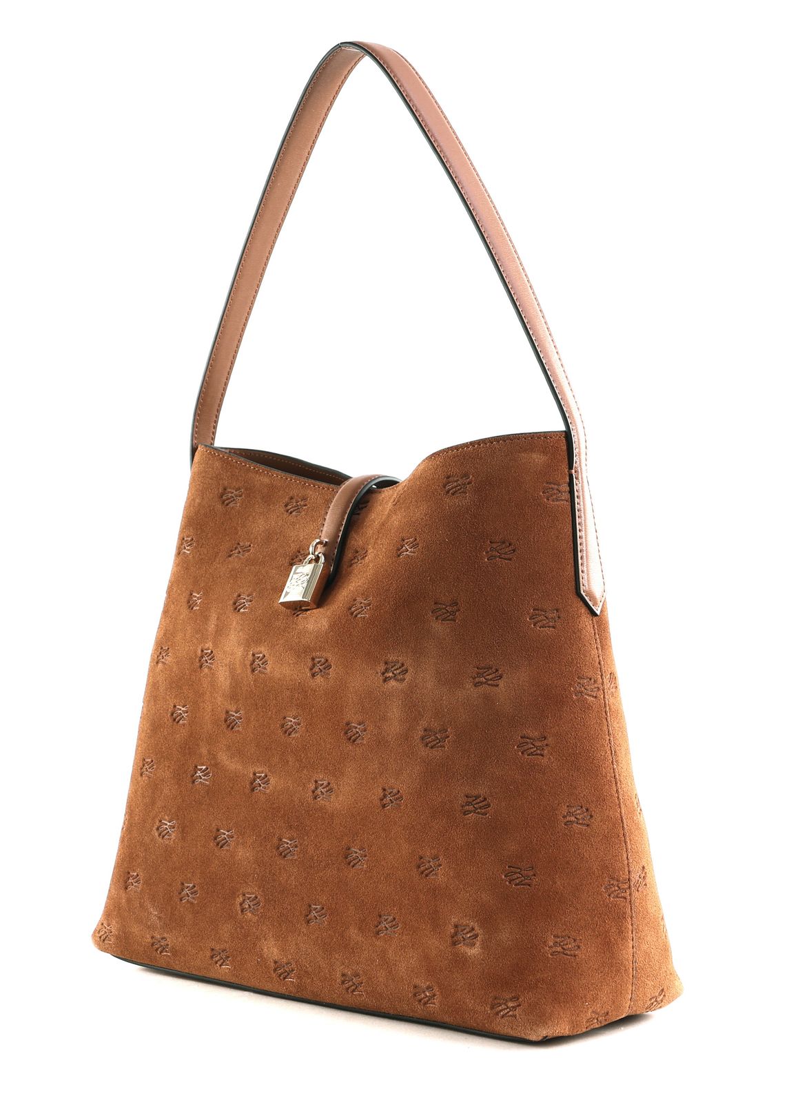 KARL LAGERFELD COTE D AZUR Padlock Hobo Bag Dark Tan KARL LAGERFELD COTE D AZUR Padlock Hobo Bag Dark Tan