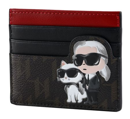 KARL LAGERFELD Ikon Cardholder Brown-KL Mono