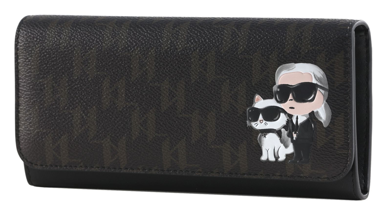 KARL LAGERFELD Ikon Cont Flap Wallet Brown-KL Mono