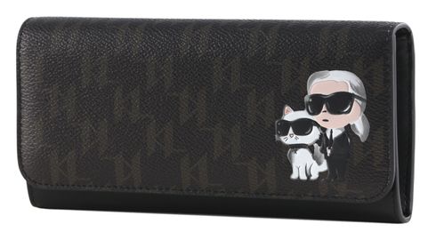 KARL LAGERFELD Ikon Cont Flap Wallet Brown-KL Mono