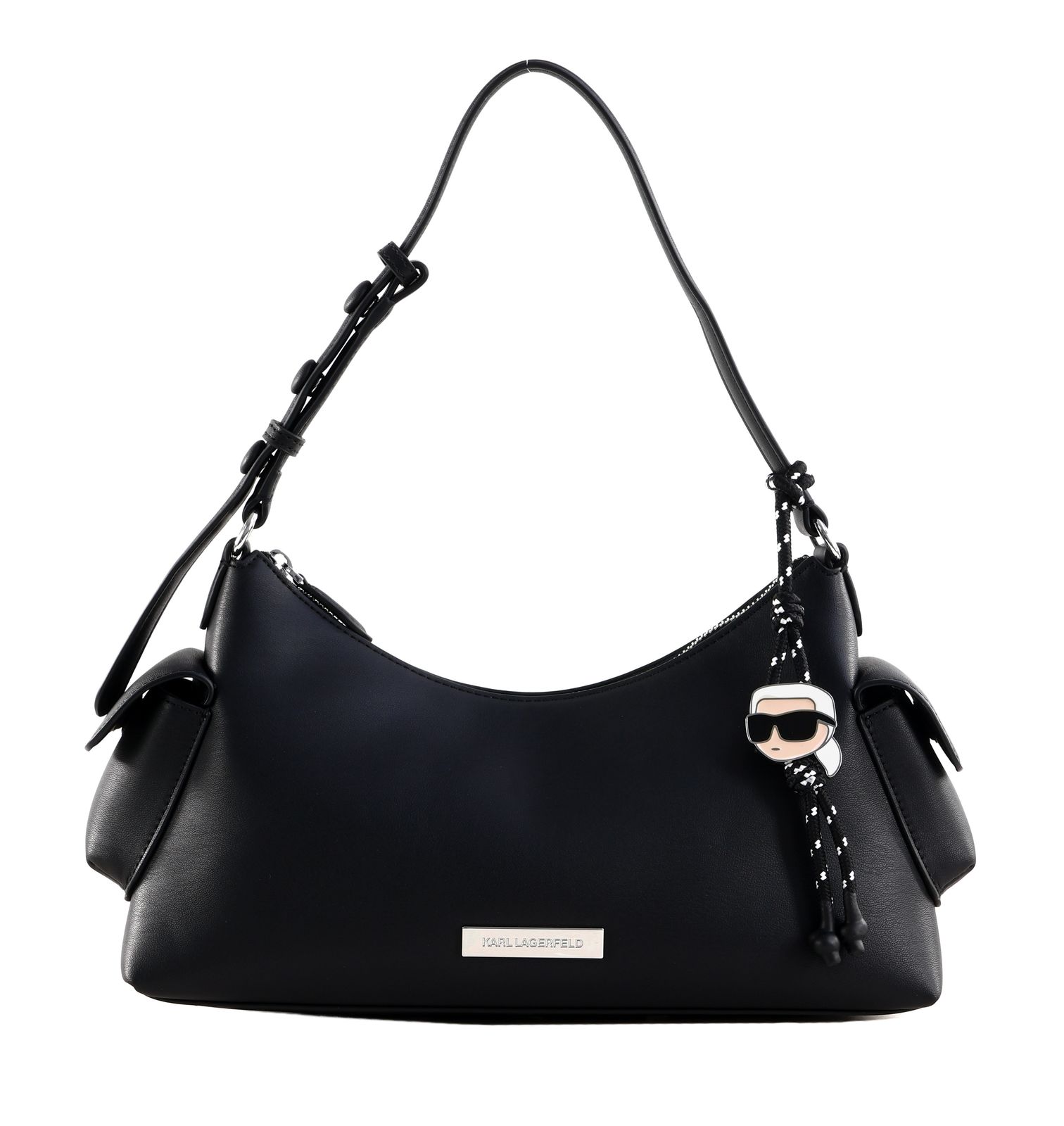 KARL LAGERFELD Ikon Smooth Cargo Shoulder Bag Black