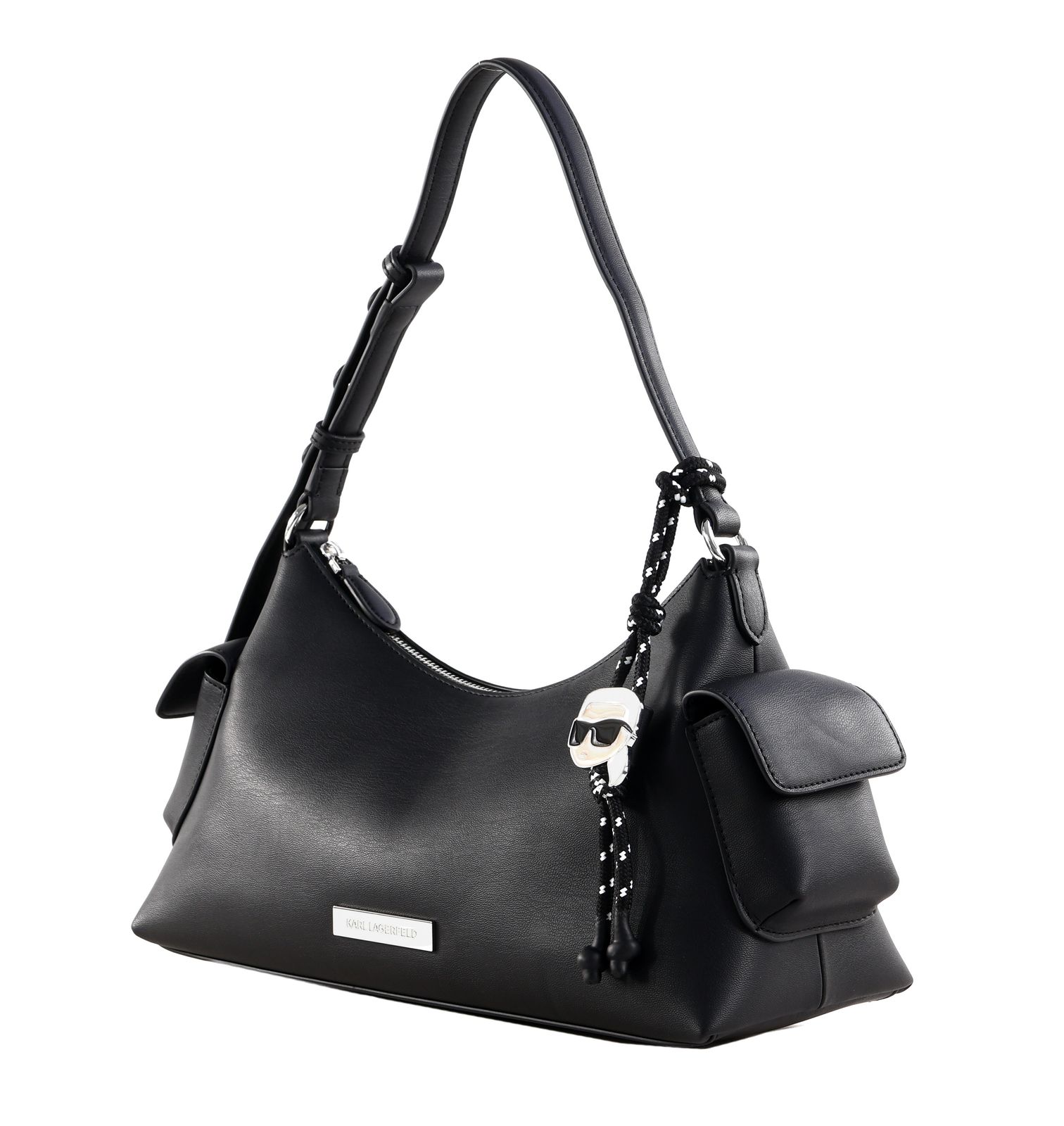 KARL LAGERFELD Ikon Smooth Cargo Shoulder Bag Black KARL LAGERFELD Ikon Smooth Cargo Shoulder Bag Black