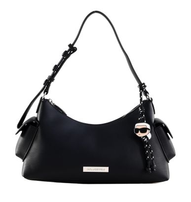 KARL LAGERFELD Ikon Smooth Cargo Shoulder Bag Black