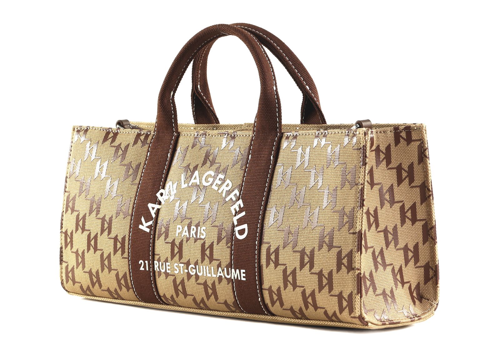 KARL LAGERFELD COTE D AZUR Magazine Tote Bag Monogram Nougat Brown KARL LAGERFELD COTE D AZUR Magazine Tote Bag Monogram Nougat Brown