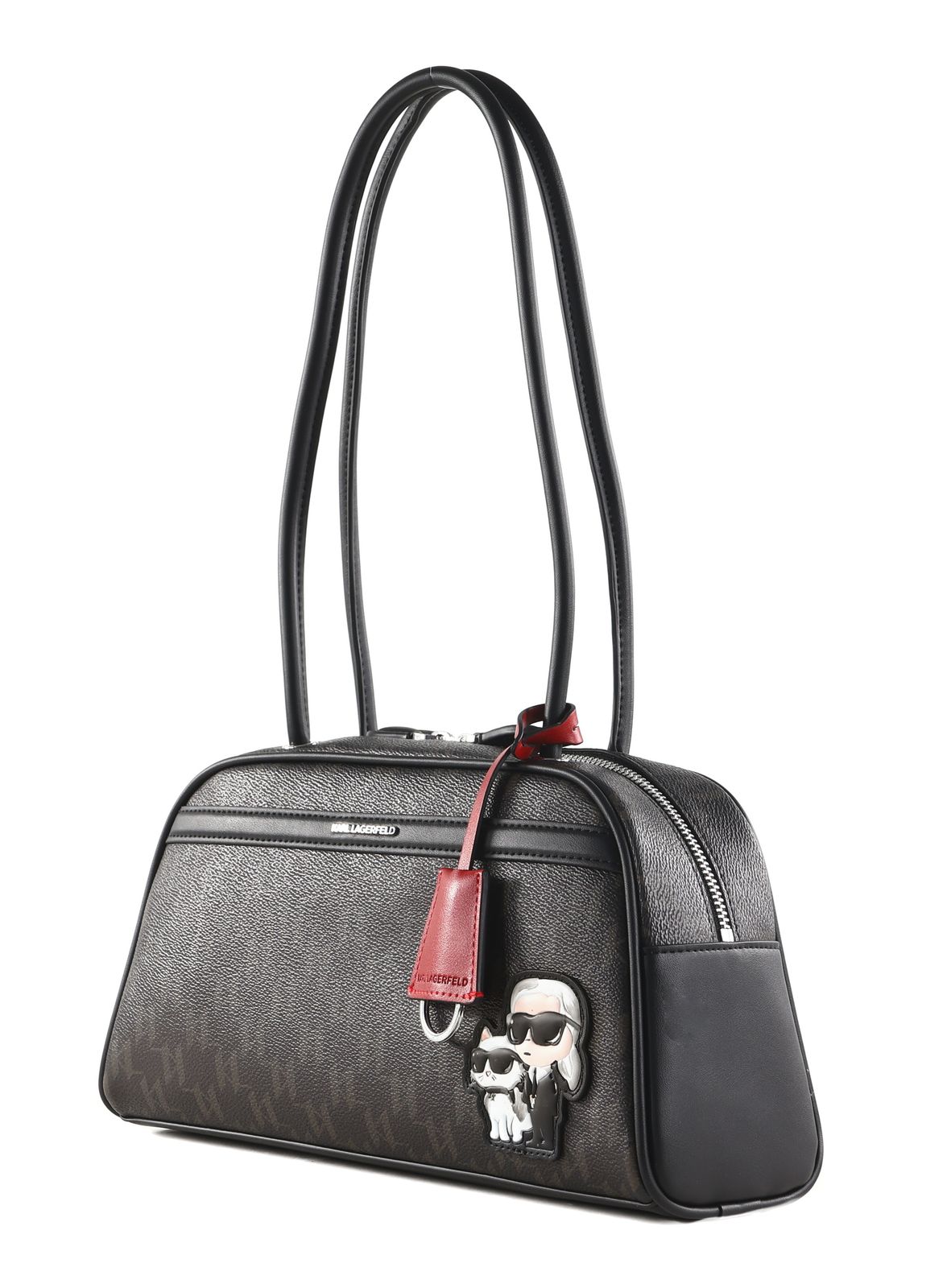 KARL LAGERFELD Ikon Shoulder Bag Brown-KL Mono KARL LAGERFELD Ikon Shoulder Bag Brown-KL Mono