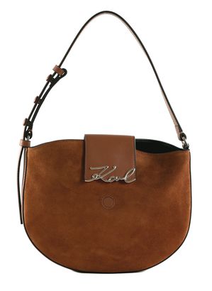 KARL LAGERFELD COTE D AZUR Half-Moon Shoulder Bag Dark Tan KARL LAGERFELD COTE D AZUR Half-Moon Shoulder Bag Dark Tan