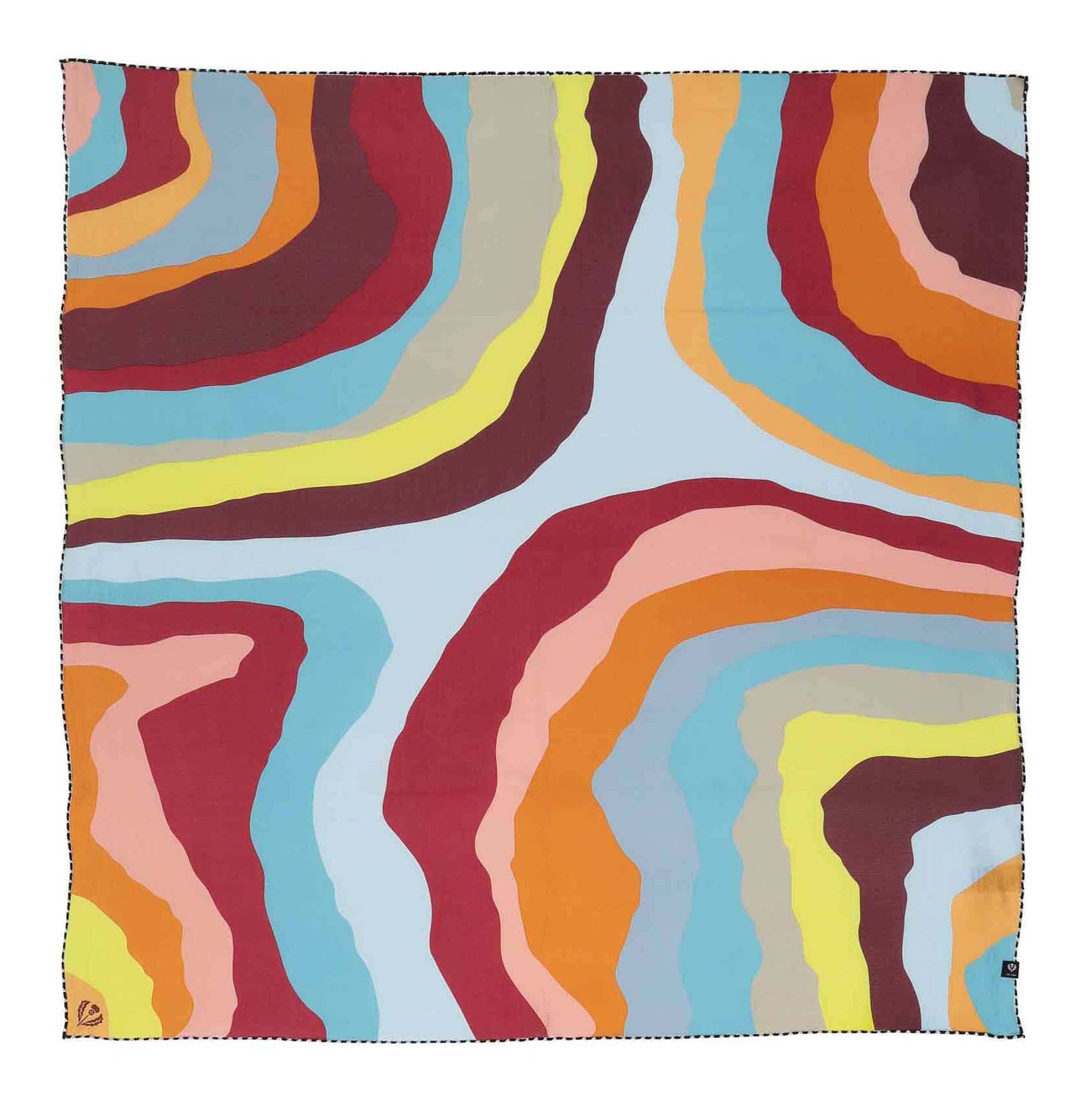 FRAAS Silk Crepe Scarf In Wave-Design Denim Dust FRAAS Silk Crepe Scarf In Wave-Design Denim Dust