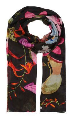FRAAS Silk Stole With XL Floral Print Caviar