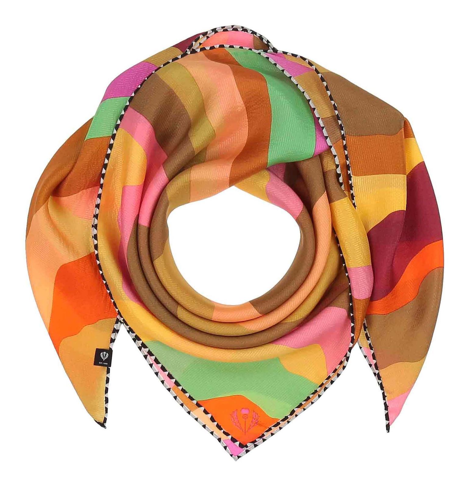FRAAS Silk Crepe Scarf In Wave-Design Exotic Orange