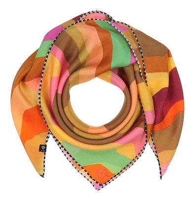 FRAAS Silk Crepe Scarf In Wave-Design Exotic Orange