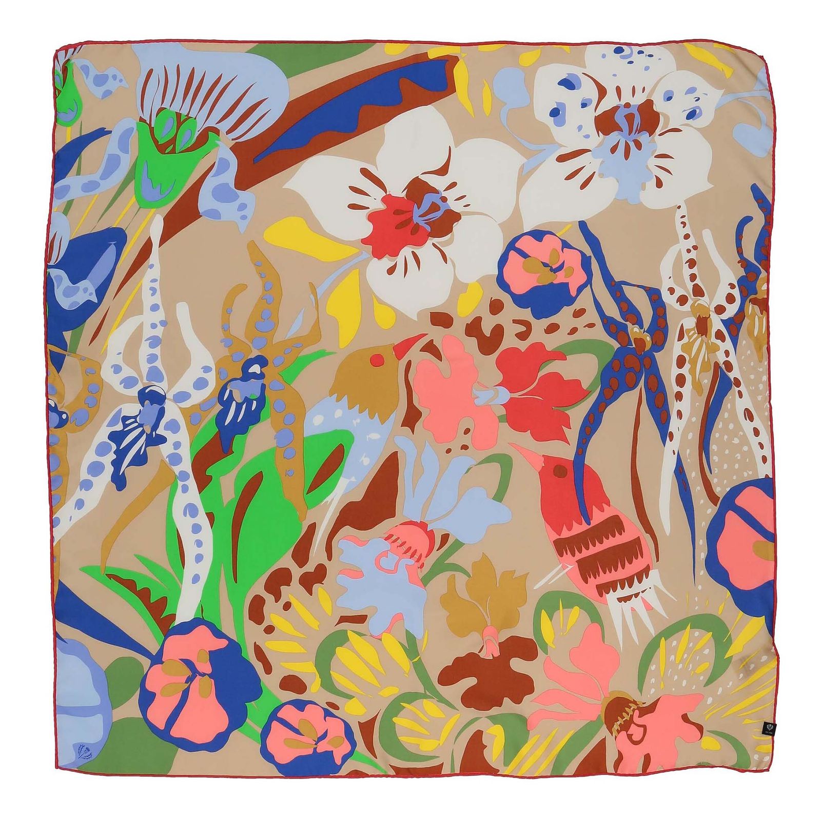 FRAAS Silk Stole With Floral Print Camel FRAAS Silk Stole With Floral Print Camel