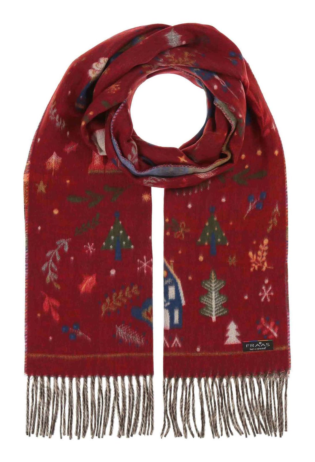 FRAAS Cashmink® Scarf With Christmas Design Red