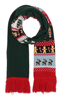 FRAAS Knitted Scarf With Christmas Design Multicolor