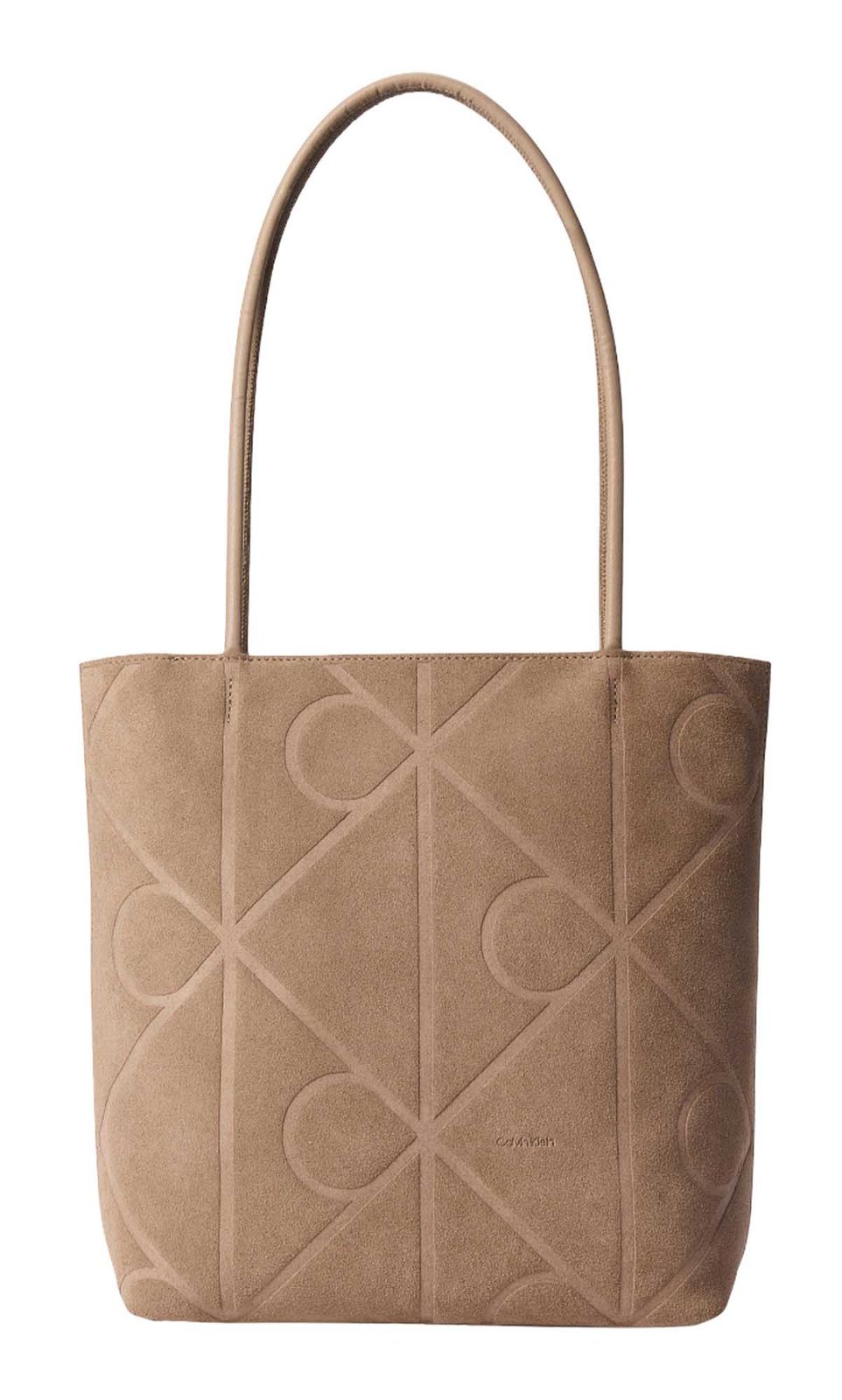 Calvin Klein Emblem AOP Suede Tote S Desert Taupe